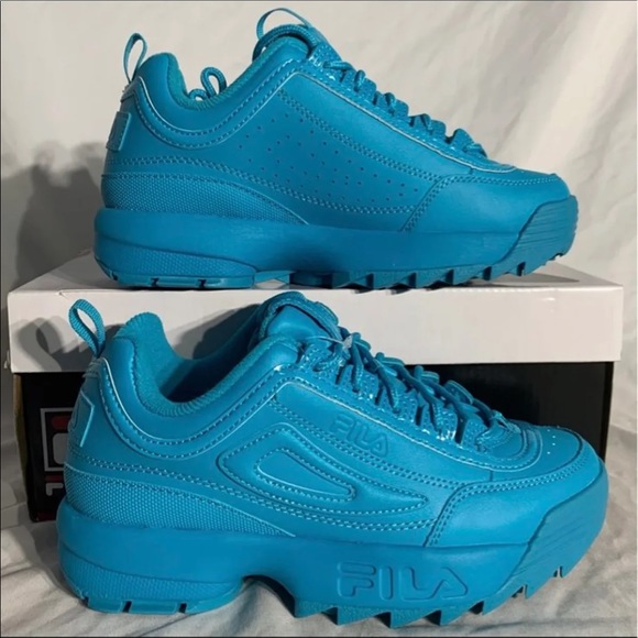 Fila Disruptor 2 Premium Leather Scuba Blue Rare Colorway New With Box - Picture 2 of 7